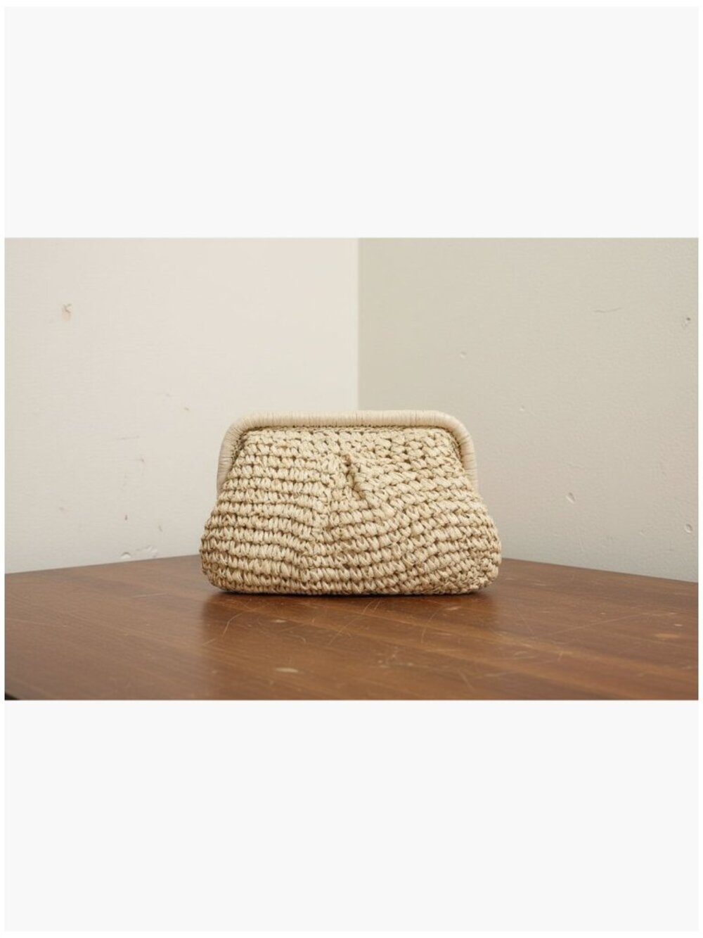 Paper Rope Straw Clutch with Detachable Chain Crossbody Shoulder Bag